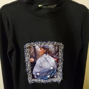 Black wool fashion sweater